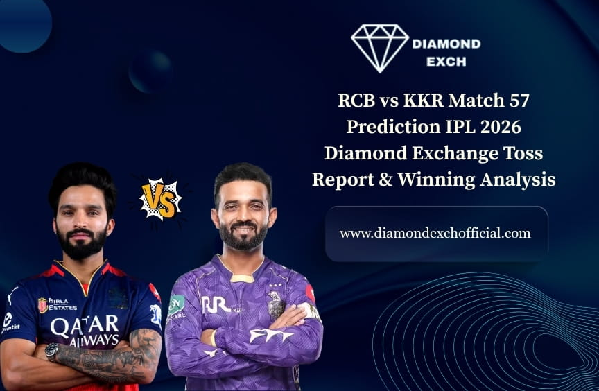Read more about the article RCB vs KKR Match 57 Prediction IPL 2026: Diamond Exchange Toss Report & Winning Analysis